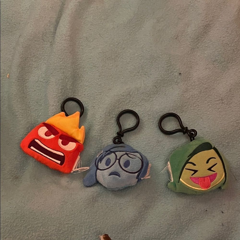 Disney, inside out Character Keychain Set - anger, sadness, disgusted